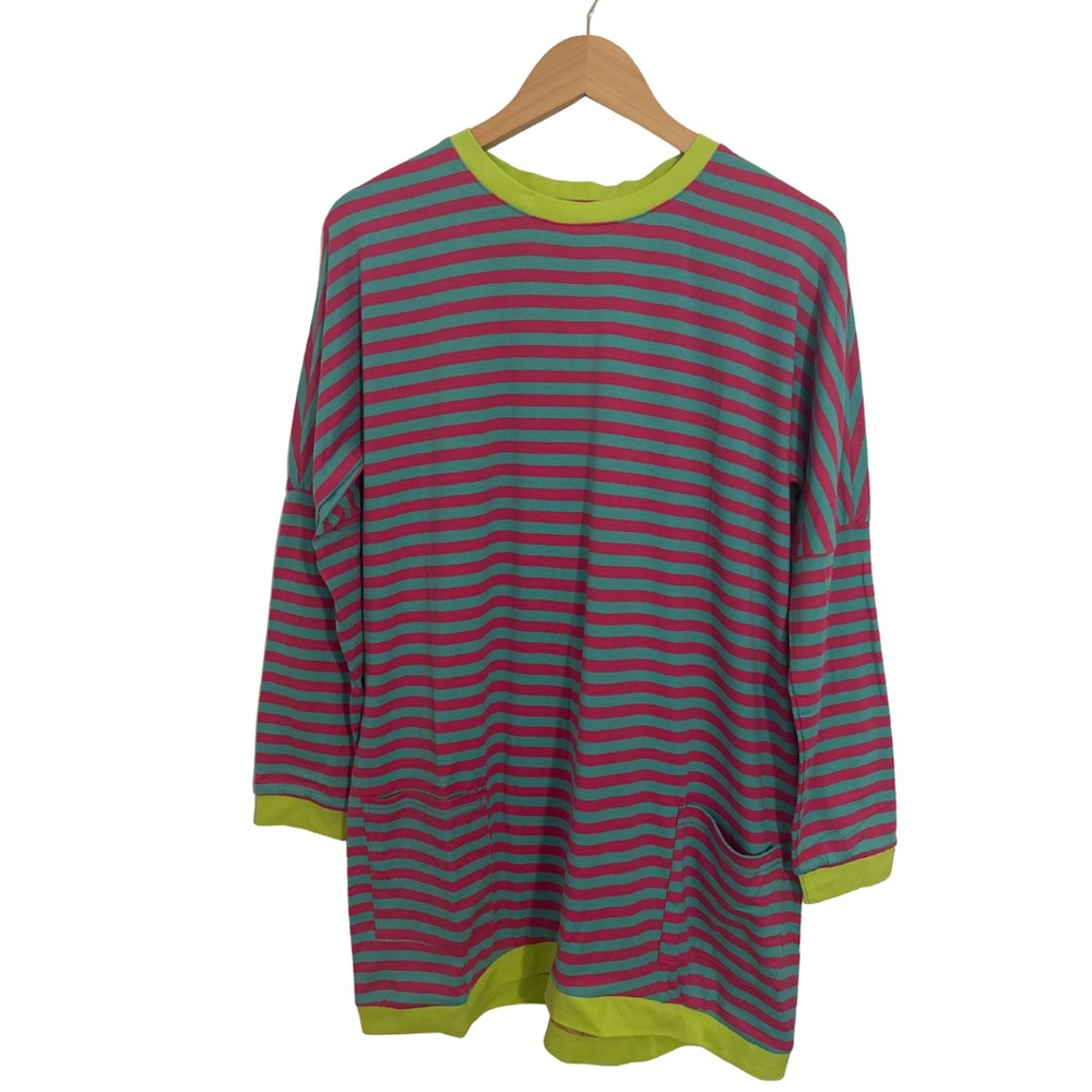 Striped Long Sleeve Top - Pink and Green